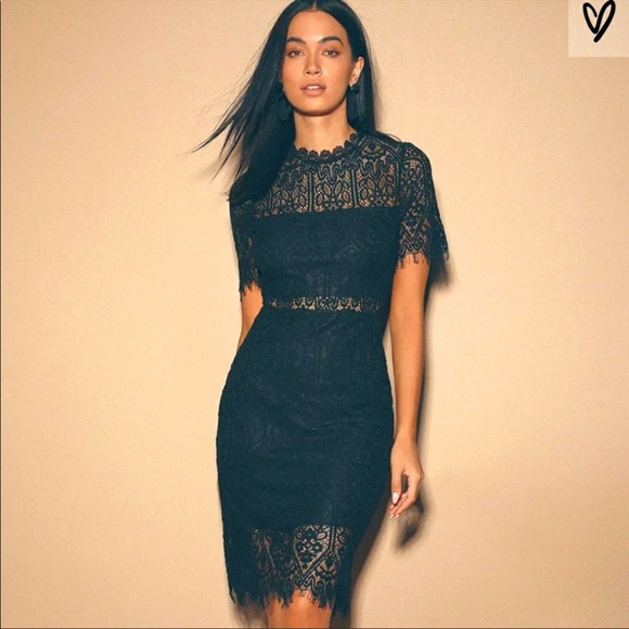 Lulus Remarkable Navy Blue Dress - Picture 1 of 3